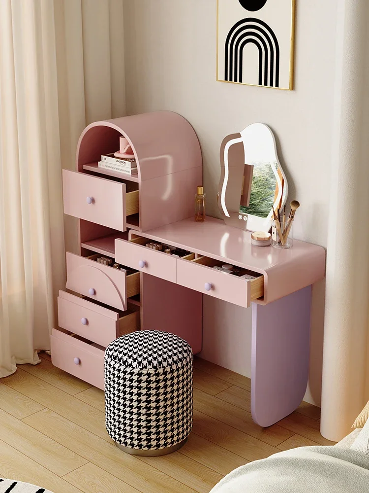 Modern Simple Retractable Dressing Table Bedroom Storage Makeup Dopamine French Dresser