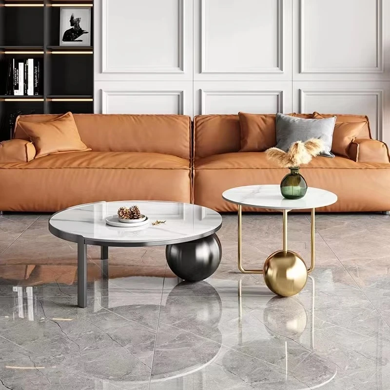 Round coffee table set Modern sintering stone top center coffee table set