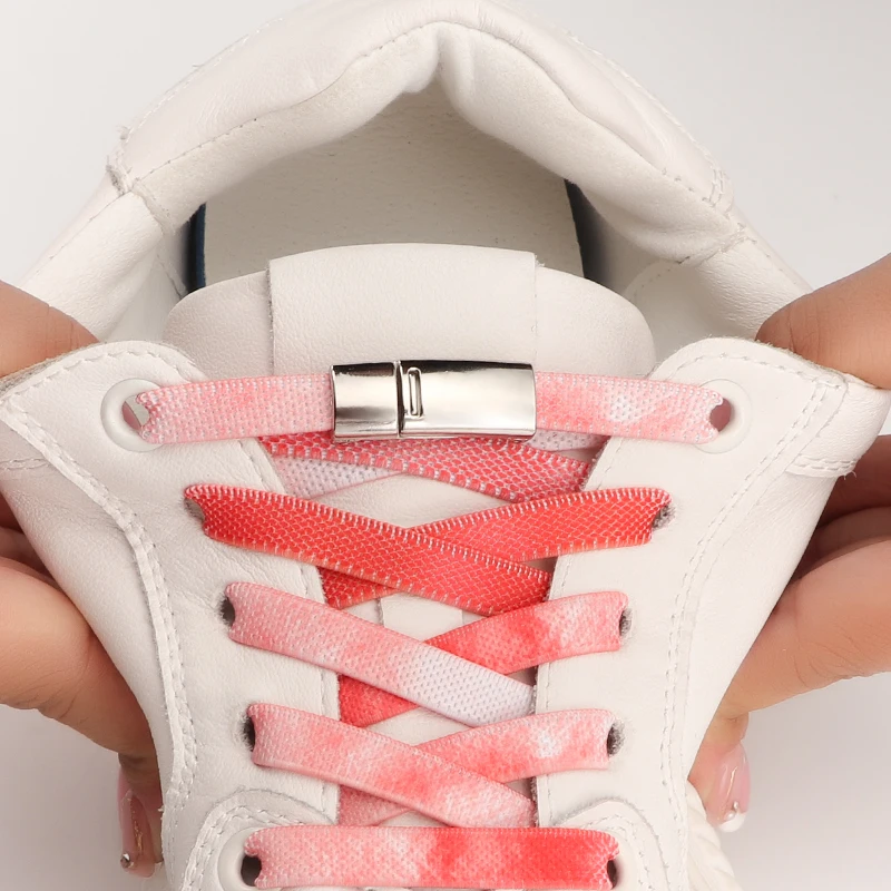 1 Pair No Tie Shoelaces Magnetic Metal Lock Elastic Shoe Laces Colorful Flat Leisure for Men and Women Lazy Shoelace Accessories