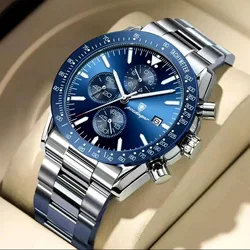 POEDAGAR Luxury Men Chronograph Watch High Quality Fashion Waterproof Date Stainless Steel Quartz Watch Man Relogio Masculino