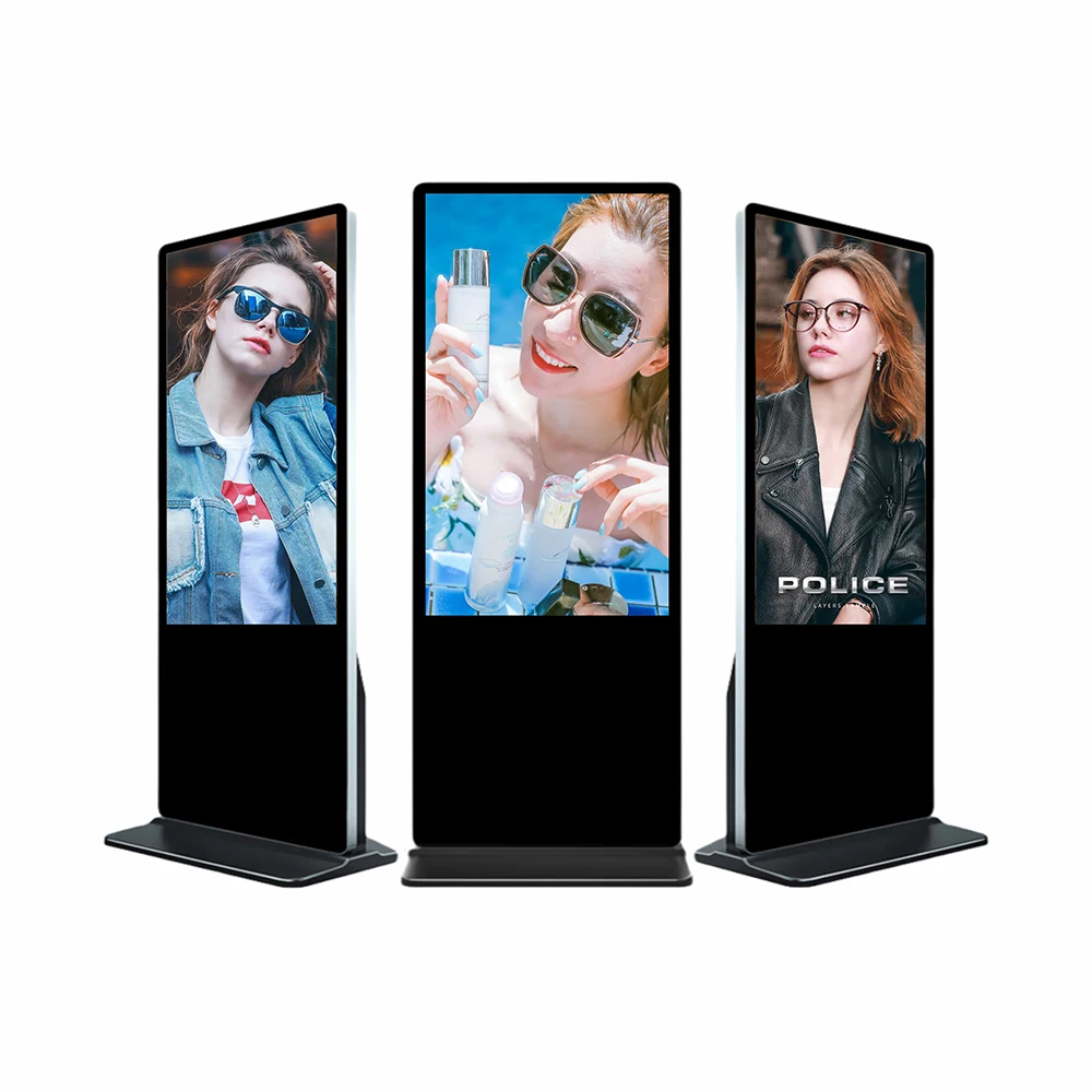 65 بوصة آلة الإعلان العمودي اللمس 4K HD LCD شاشة الإعلان العلامة التجارية المياه الإلكترونية