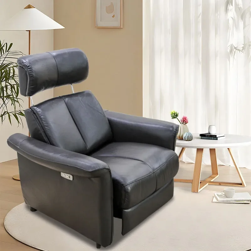 Modern Foldable Space Capsule Sofa Single Leather Couch Compact Multifunctional Seating for Small Apartment Living Room