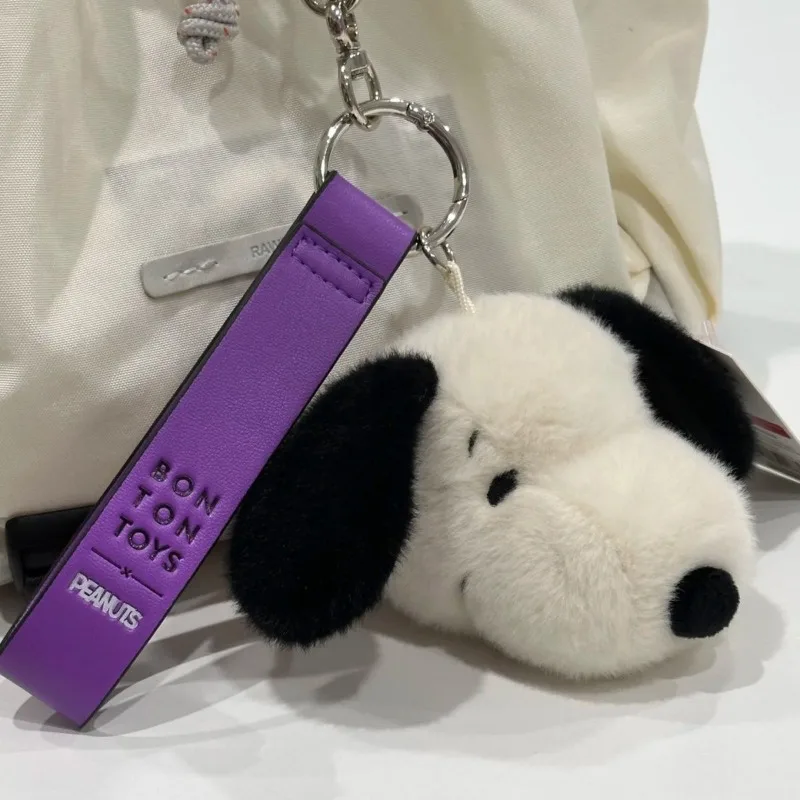 Nowy hit Miniso: Piesek Snoopy z włosami ​ ​ Breloczek z głową, zawieszka Kawaii Snoopy, zawieszka do torby na ramię, prezent urodzinowy dla przyjaciół