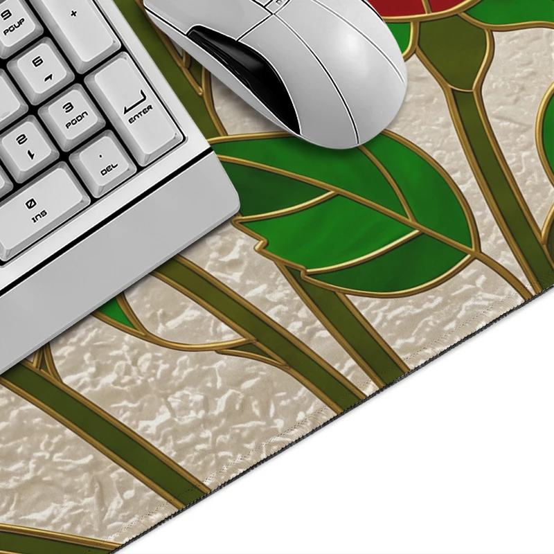 Mouse Pad Gamer Rose Stained Glass XL Large HD Home Custom Mousepad XXL Desk Mats Soft Carpet Office Non-Slip Mice Pad Table Mat