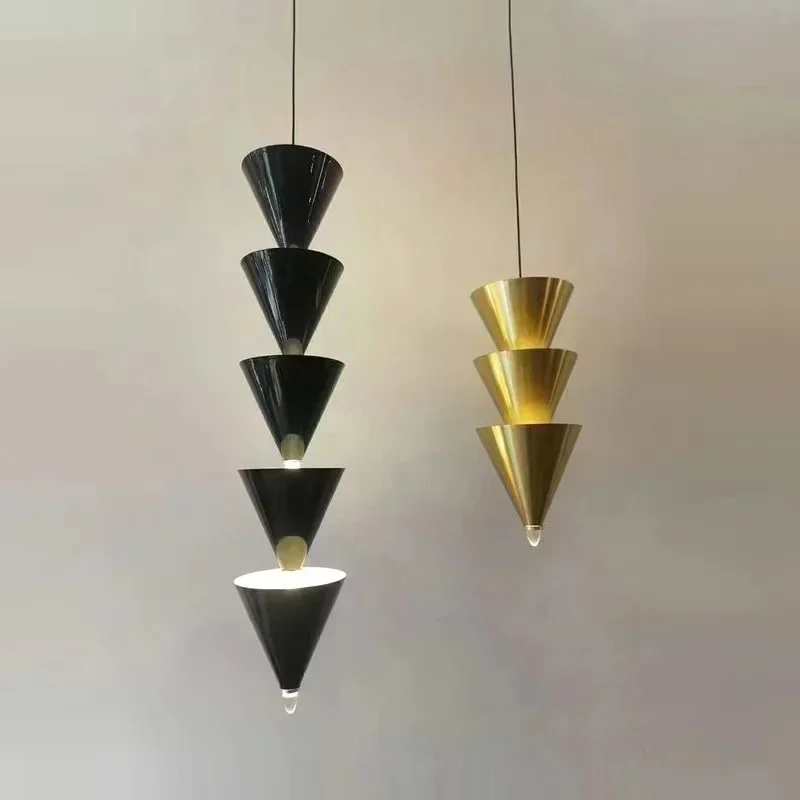 

Post-Modern Designer Creative Cone Pendant Lamp Bedroom Bedside Chandelier Corridor Living Room Tapered Long Line Chandelier