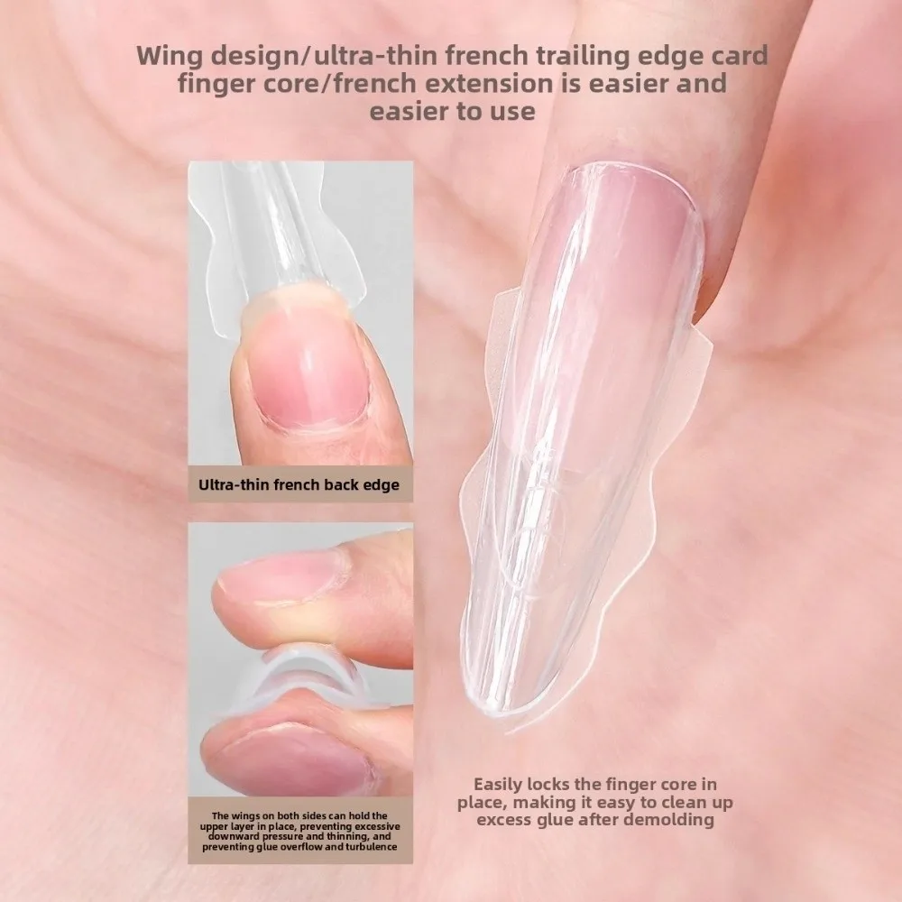 Coffin Shape Sandwich Nail Forms Ultra-Thin No-Trace Double-Sided Fake Nails Clear Extension with Auxiliary Line Nail Tips