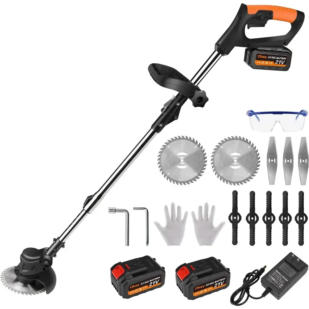 Electric Weed Wacker Cordless Trimmer, Retractable and Foldable Home Weed Eater Brush Cutter, Portable Battery Power