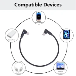 90 Degree Angled USB C to USB C Cable Fast Charging Type SyncCord 30cm