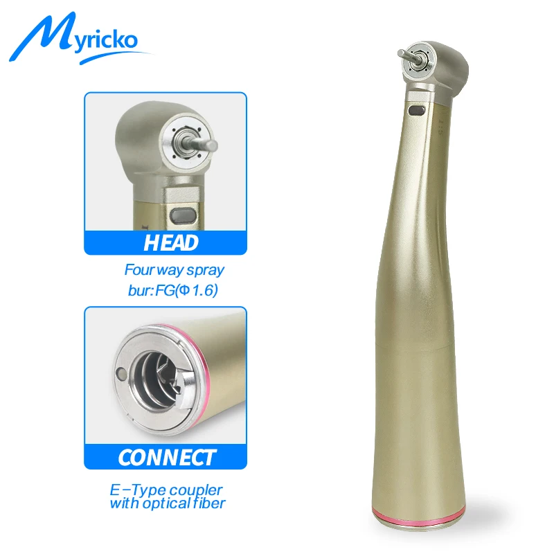 Dental 1:5  Fiber Optic Contra Angle Low Speed Handpiece Push Button Internal Four Way Spray  Dentistry Instrument Tools