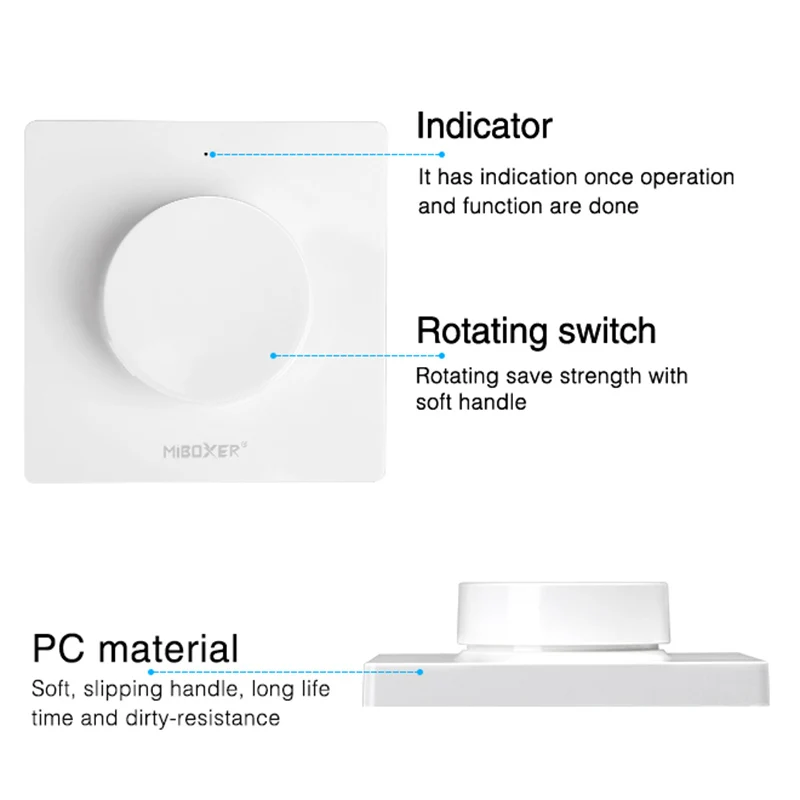 Miboxer K1 Rotating Switch Panel Remote Wifi Dimmer Dimmable 2.4G Brightness Color Temperature Controller White/Black Remote 3V