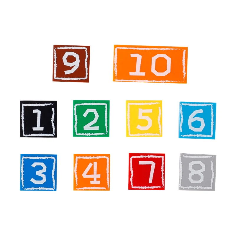 MOC Hopscotch Game Printed Tiles Color Figures Building Blocks Number Cards Bricks Toys Kids Gift