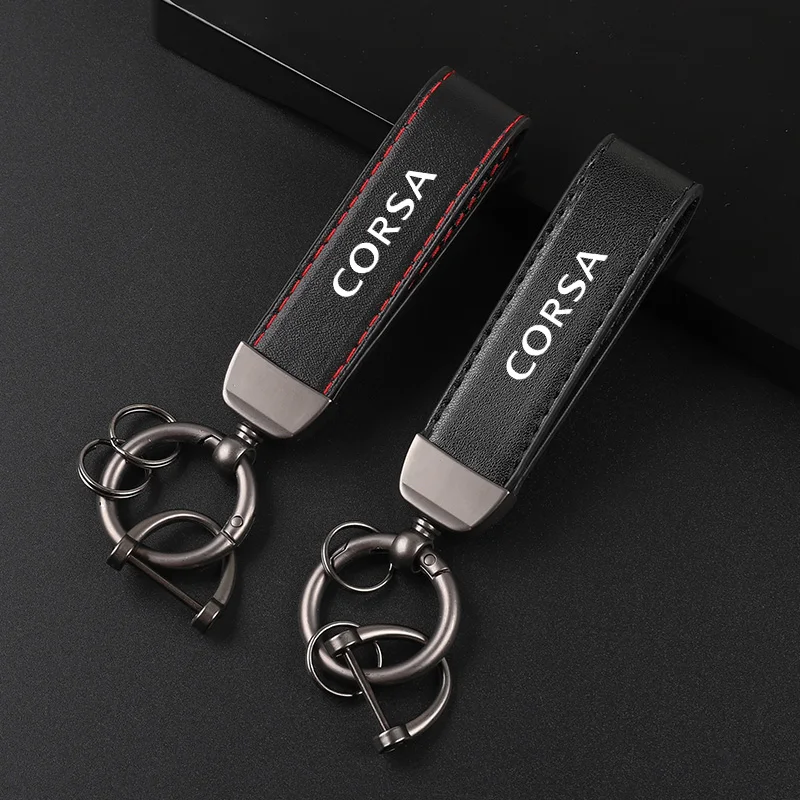 Deluxe Leather Keychain with Car Badge Keychain Pendant For opel CORSA