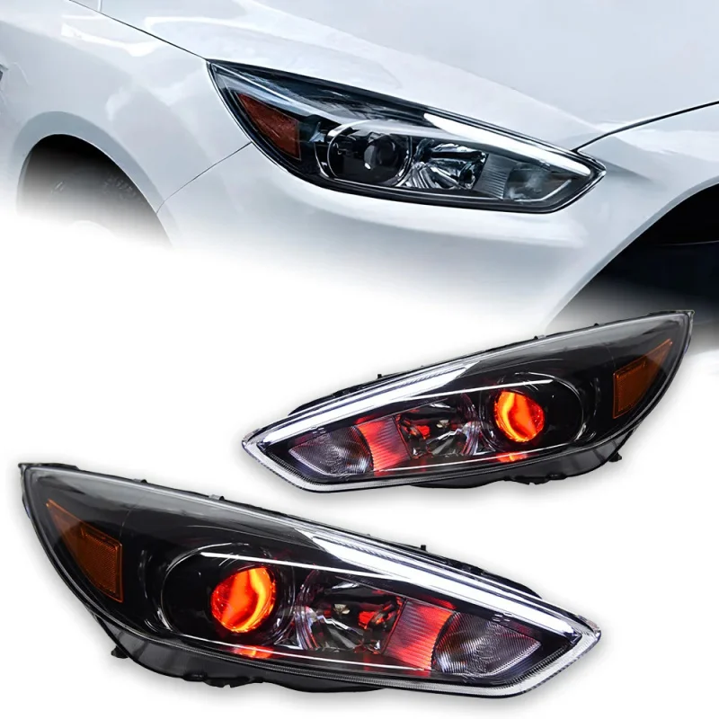 ￼ Suitable Specifically for 2015 New Focus Modified US Version RS Headlight Assembly Blackened LED Lens Turn Signal