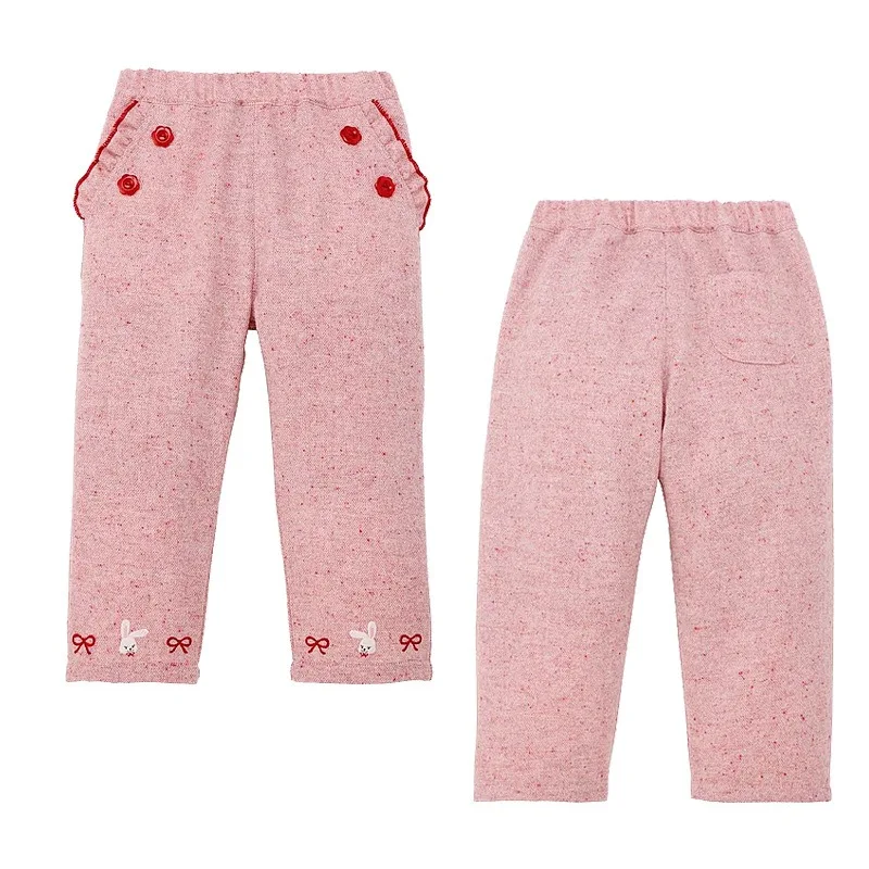 

Осенние японские повседневные штаны для девочек, детские штаны с милым кроликом, эластичные удобные детские брюки, одежда для малышей, брюки для девочек