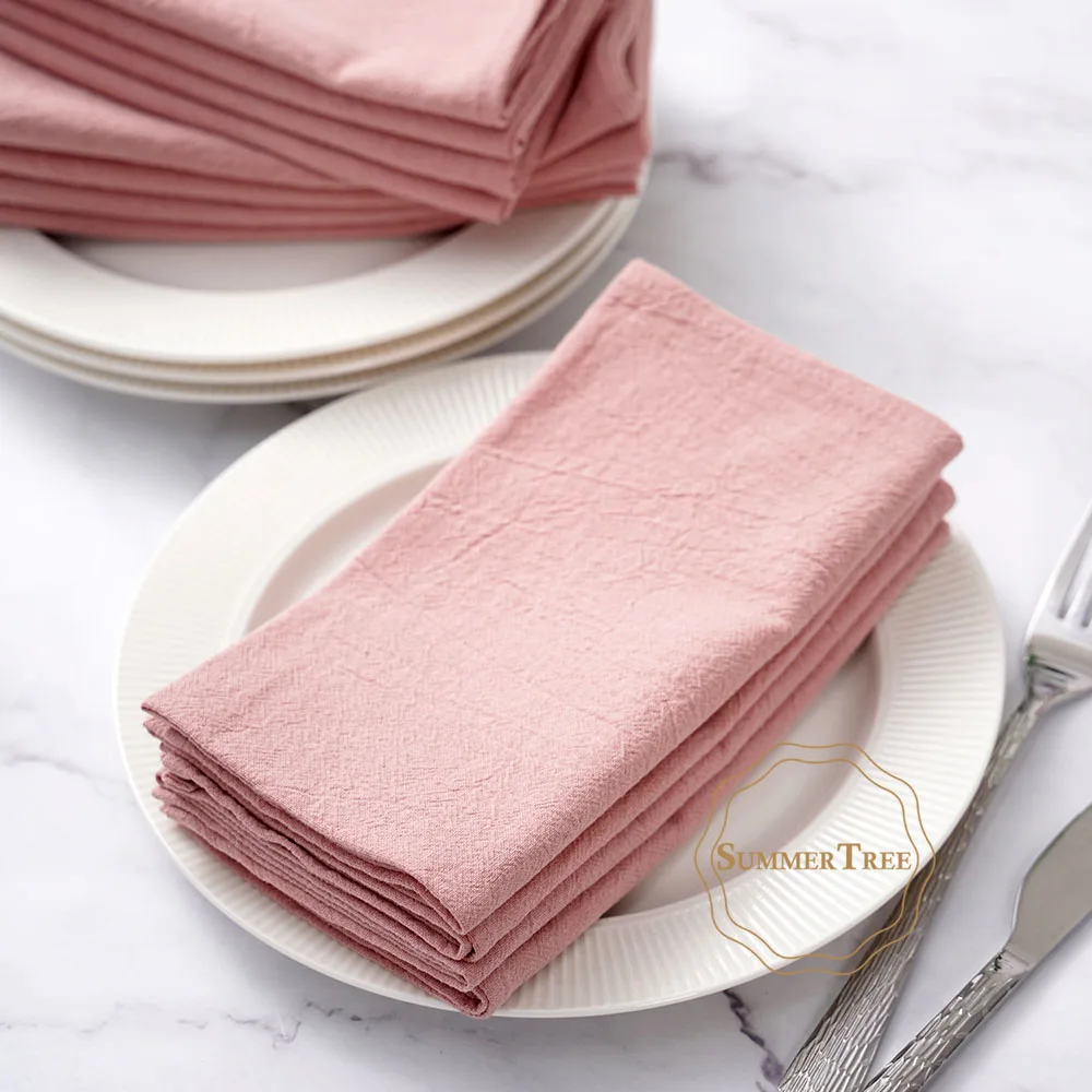 12 Pack 40x40cm Cloth Napkins Washed Cotton Dinner Vintage Table Napkin Place Mats for Wedding Halloween Christmas Party Decor