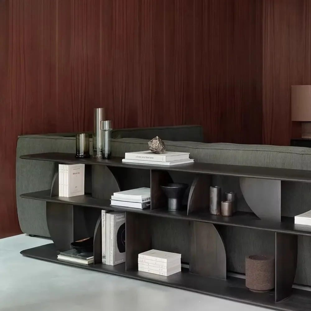 Modern Luxury Decorative House Furniture Wooden 2/5 Floor Geometric Bookshelf Display Storage Sofa Console Bookcase