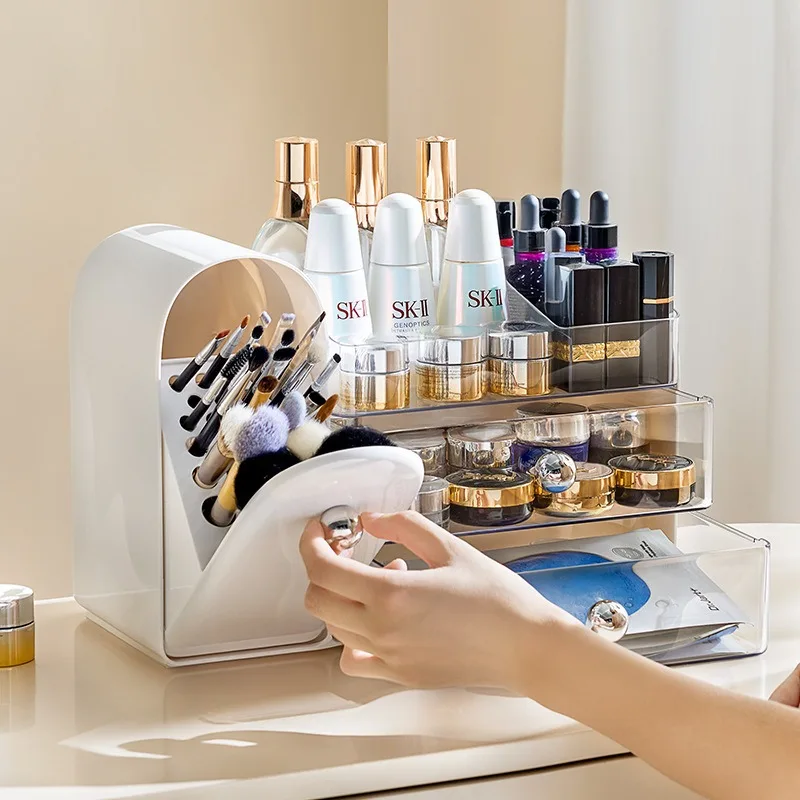 Unabhängig gestalteter High-End-Schminktisch, roter Augenbrauenstift-Organizer, Aufbewahrung für Hautpflegeprodukte, Kosmetikbox