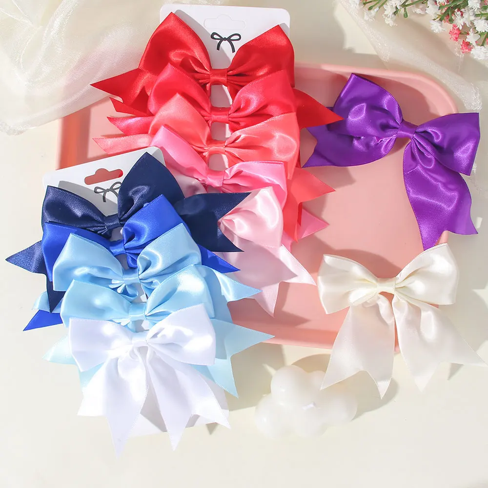 5 قطعة فتاة بلون الحرير القوس مشبك شعر ملون كلاسيكي متعدد الاستخدامات الأطفال Bowknot دبابيس الشعر الطفل إكسسوارات الشعر الهدايا اليدوية