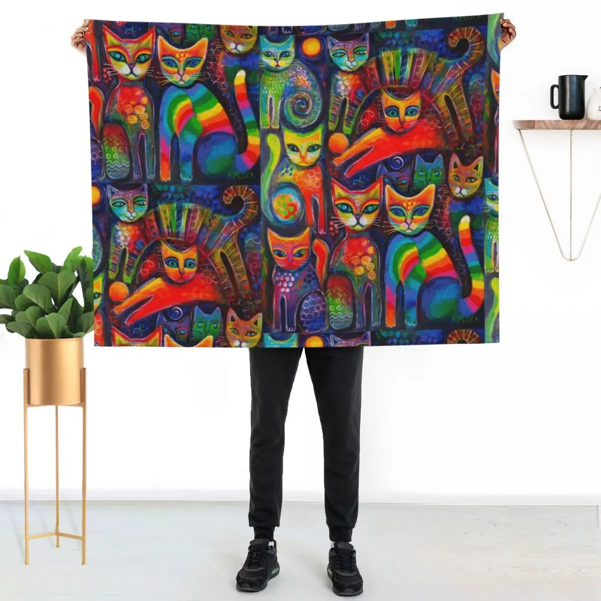 

Rainbow cats acrylics Throw Blanket Soft Cozy Blanket for Pet Kids Adults