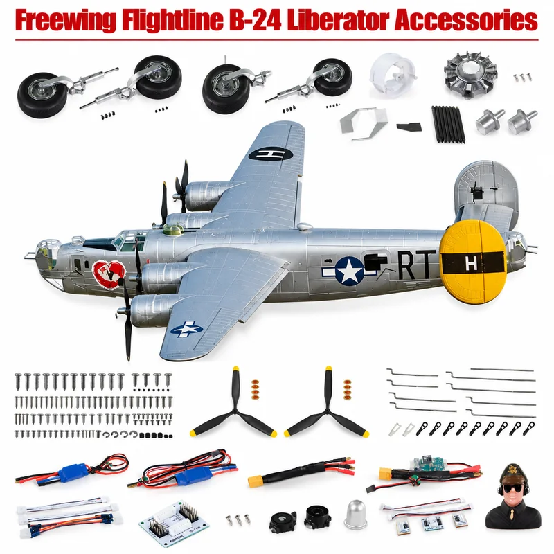Freewing Flightline B-24 Liberator Universal Accessories Landing Gear Plastic Parts Propeller Cover Steel Wire Propeller Motor