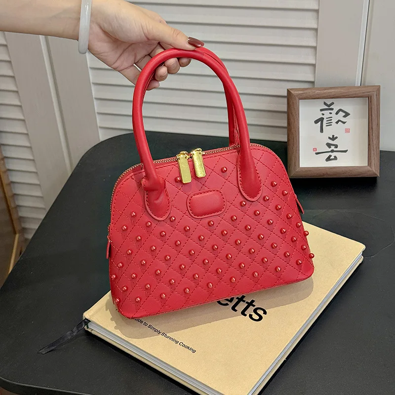 Nouveau sac pour femmes à rivets à la mode de Style coréen |   Bandoulière tendance et polyvalente, sac à main de grande capacité pour les déplacements domicile-travail