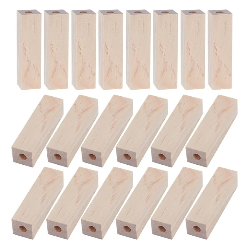 SHGO-para lápiz giratorio en blanco, 20 piezas, lápiz en blanco corto preperforado con agujero de 7Mm, madera rectangular para Kit de fabricación de bolígrafos