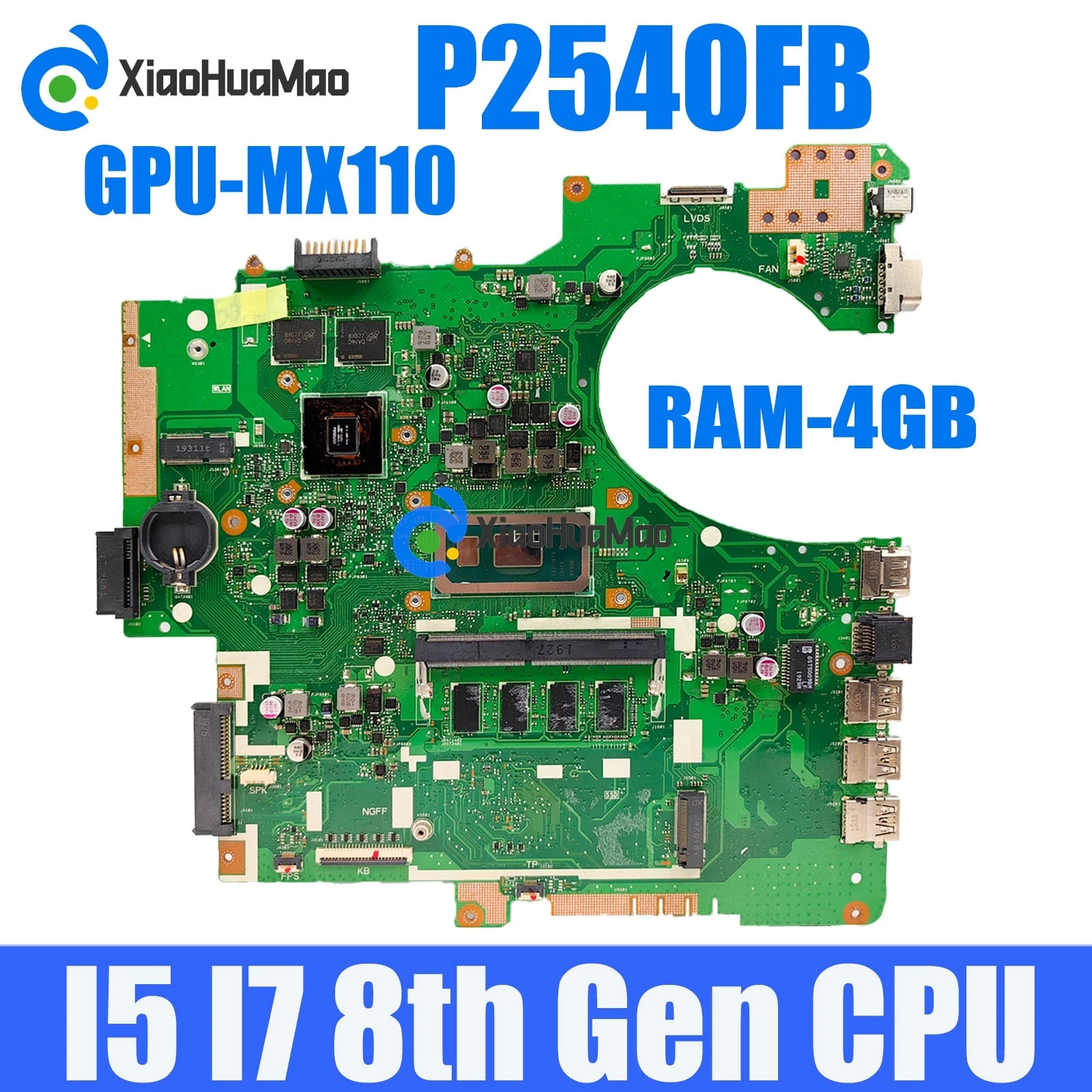 

Материнская плата для ноутбука P2540FB с i5 i7-8th Gen CPU MX110-V2G GPU 4GB-RAM