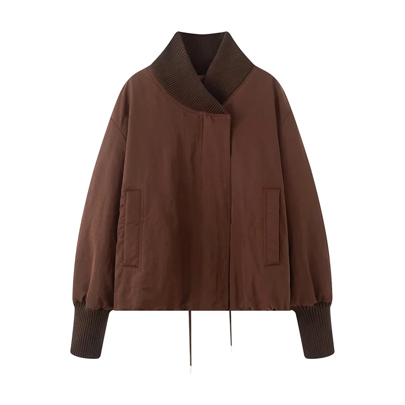 Women's Coat Loose Ribbed Long-Sleeve Warm Jacket for Women Fashion Autumn Winter Thicken Chic Lady Outerwear