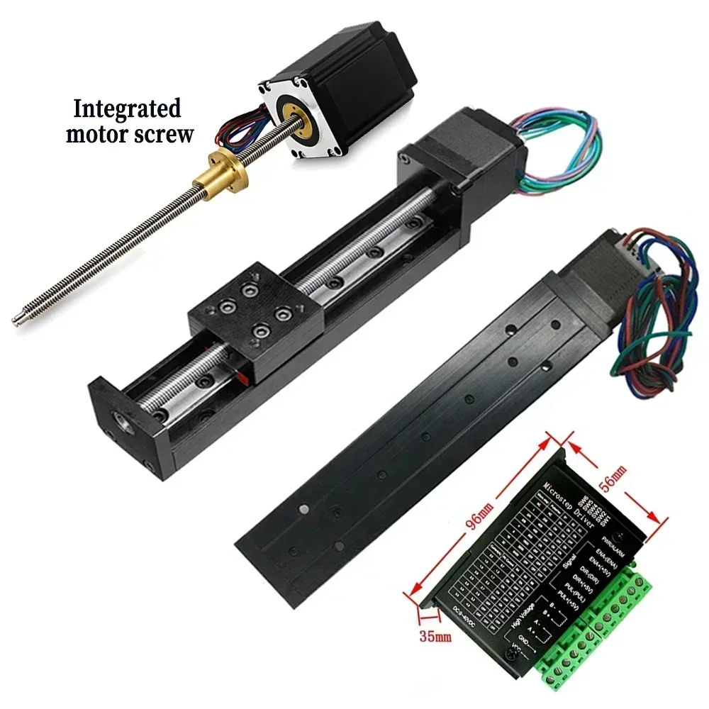 Mini T-type Sliding Table Linear Rail Stage 50/100/200/300mm Stroke Trapezoidal screw Stepper Motor for XYZ Axis CNC 3D Printer