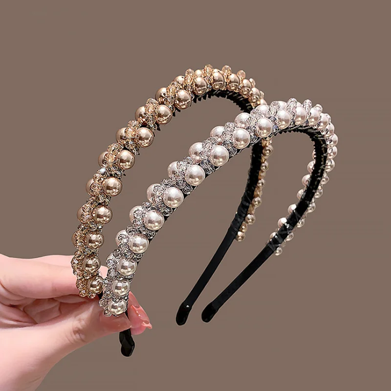 

Новые ободки для волос с жемчугом и кристаллами, объемные обручи для волос, милые украшения для волос, заколки-зажимы, аксессуары для волос