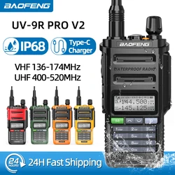 Baofeng UV 9R Pro V2 IP68 Waterproof Walkie Talkie Tri-Power Type-C Charger Dual Band Transceiver Ham Two Way Radio Marine Radio