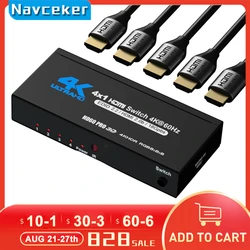 2026 Best 4K HDMI Switch 2.0 Support RGB 4:4:4 HDR HDMI Switch 4K 60Hz HDMI 2.0 Switch Remote IR UHD 4 Port HDMI Switch Switcher