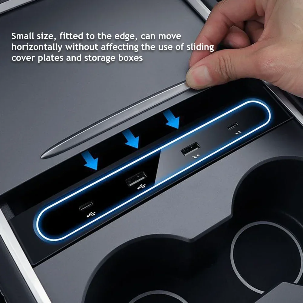 Intelligent Docking Station For Tesla 27W Quick Charger USB Shunt Hub For Model 3 2022 2023 Model Y Central Control Splitter