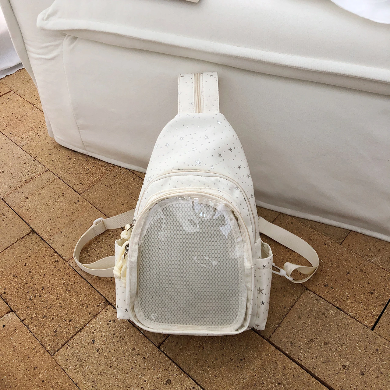Fashion DIY Kawaii Ita Bag Nylon Sling Chest Backpack Clear Crossbody Fanny Pack Cute Girls Casual Daypack Pin Display Itabag view 2