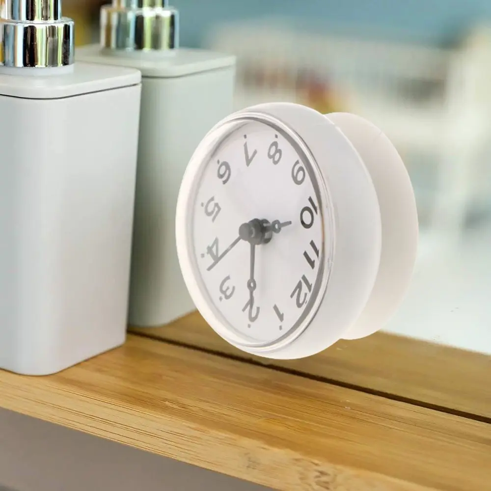 Waterproof Anti-Fog Bathroom Kitchen Suction Cup Watch Wall Clock Sucker