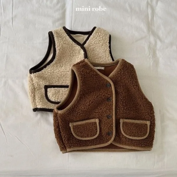 

Boys and Girls Plush Vests Infants and Young Children Autumn and Winter Clothes Korean Baby Plush Thick Outer Vest