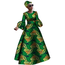 African Dresses for Women Print Dashiki Bazin Riche Dress Women Long Sleeve Party Ankara Dress Gown Plus Size WY2868