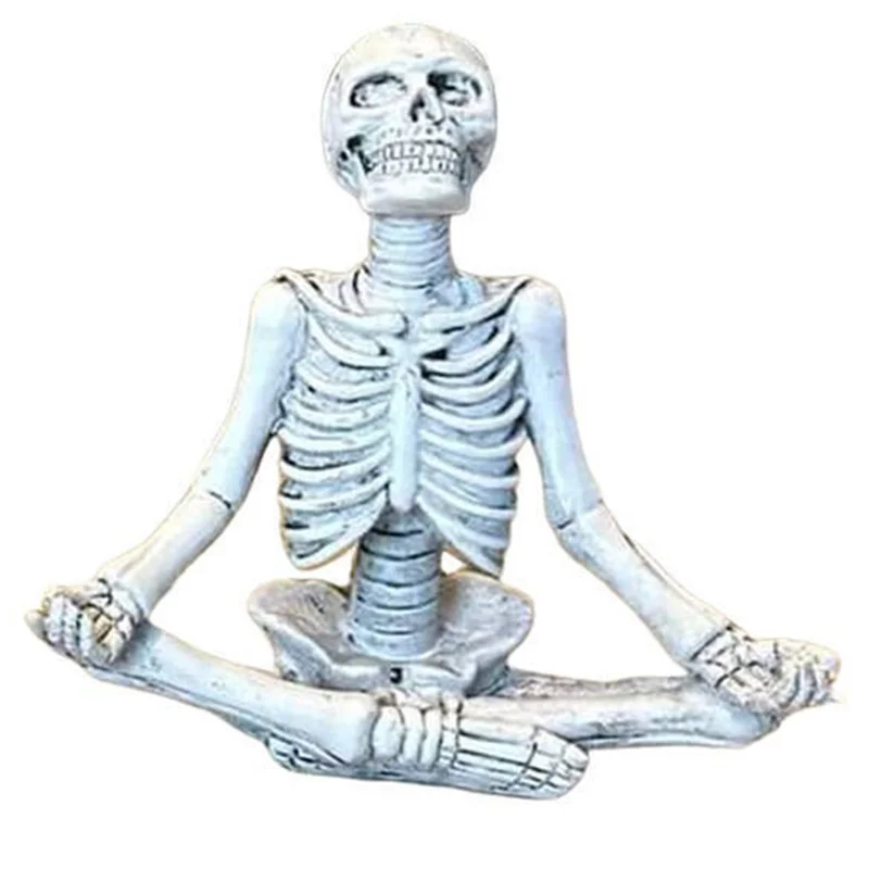 Gran venta, maceta de esqueleto meditando, maceta de plantas de calavera, escultura decorativa de maceta de jardín para Halloween