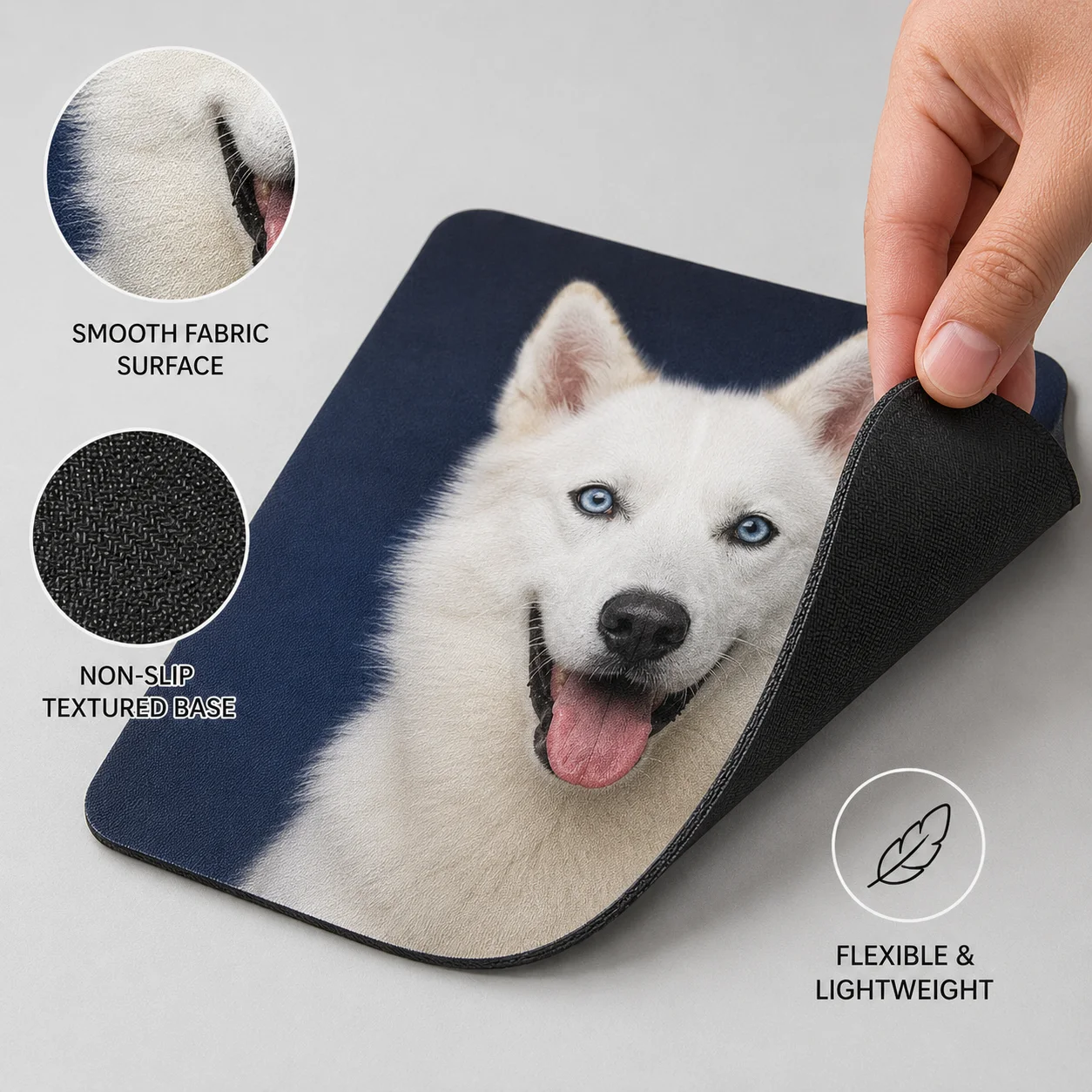 Custom Photo Mouse Pad Personalized Pet Portrait Mouse Mat Non-Slip Rubber Desk Pad for Laptop Computer Home Office Holiday Gift