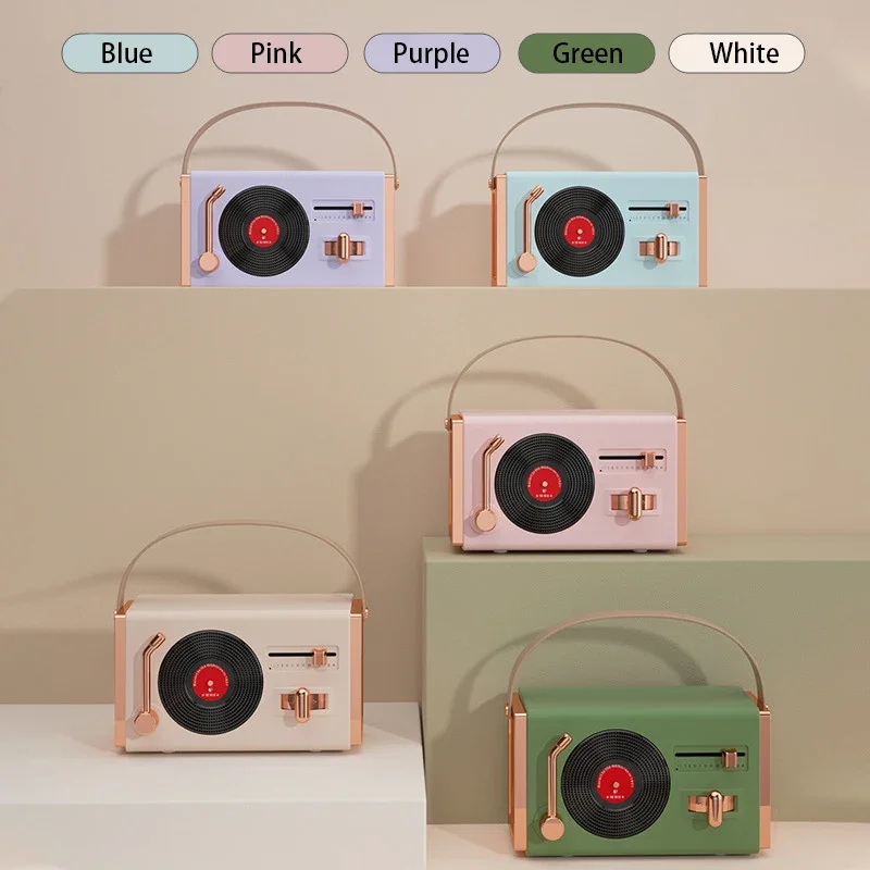 

Portable Retro Bluetooth Speaker Multifunctional Record Player Desktop Speaker for Phone And Computer Stylish Compact Design
