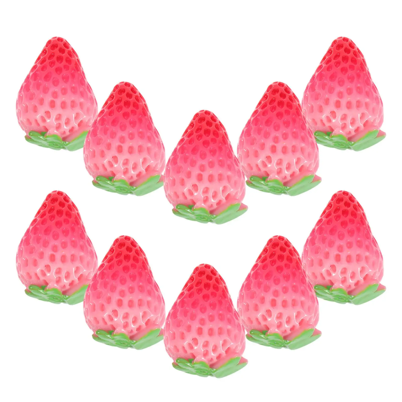 

10 Pcs Resin Strawberries Fake Fruit Decor Artificial Miniature Fruits Realistic Faux Ornament Lifelike Home DIY Projects
