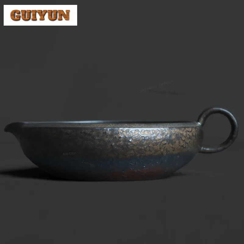 

Чайник-диспенсер для чая из грубой керамики 400 мл, с эффектом фамбе, черно-золотой, с мраморным узором, для разделения чая, чашка-диспенсер, чашка-справедливость, чашка-справедливость, принадлежности для чая