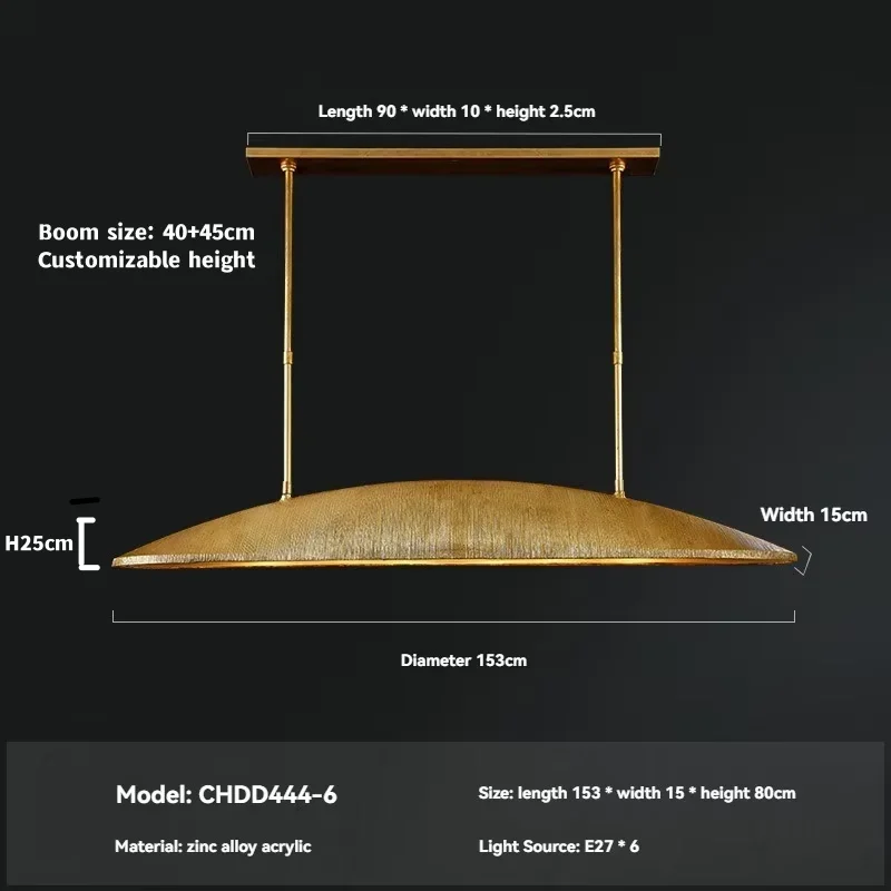 Luxury Large Linear Pendant Light For Dining Room Kitchen Island Table Restaurants Vintage 60 Inch Brass Pendant Ceiling Lamp