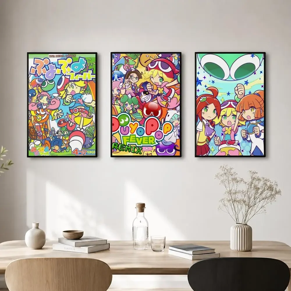 Game Puyo Pop Fever Poster Self-adhesive Art Waterproof Paper Sticker Coffee House Bar Room Wall Decor