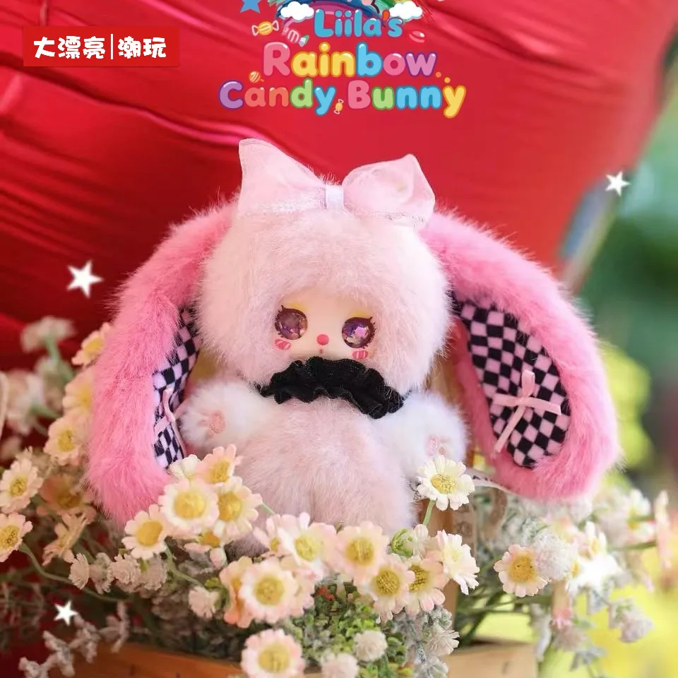 

Liila Rainbow Candy Bunny Plush Keychain Blind Box Stuffed Doll Celebrity Inspired Bag Pendant Gift For Girls And Toy Collectors