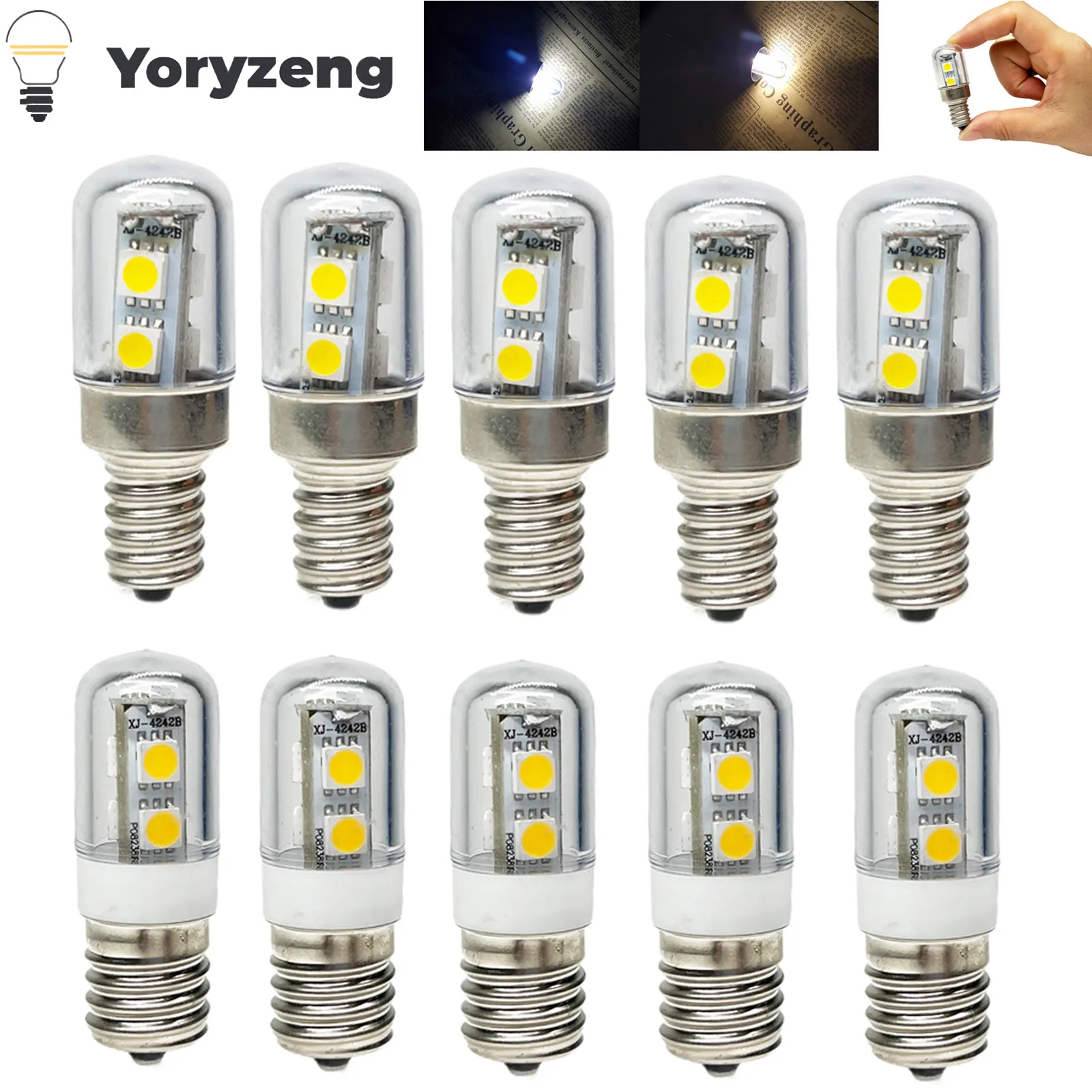 

10PCS 1W Mini E14 E12 E17 LED Corn Light Bulbs AC 110V 220V 5050 SMD Lamps For Refrigerator Range Hood Sewing Machine Fridge