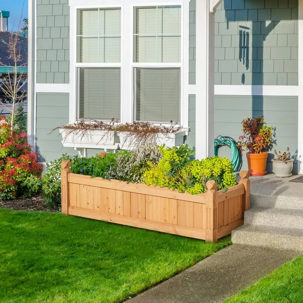 

43.5″ L × 16″ W × 14″ H Wooden Raised Garden Bed, Horticulture Rectangular Garden Planter Outdoor, Customized