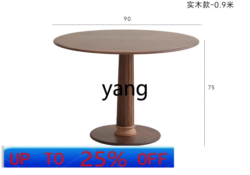 

LMM solid wood round table small apartment household antique simple round dining table