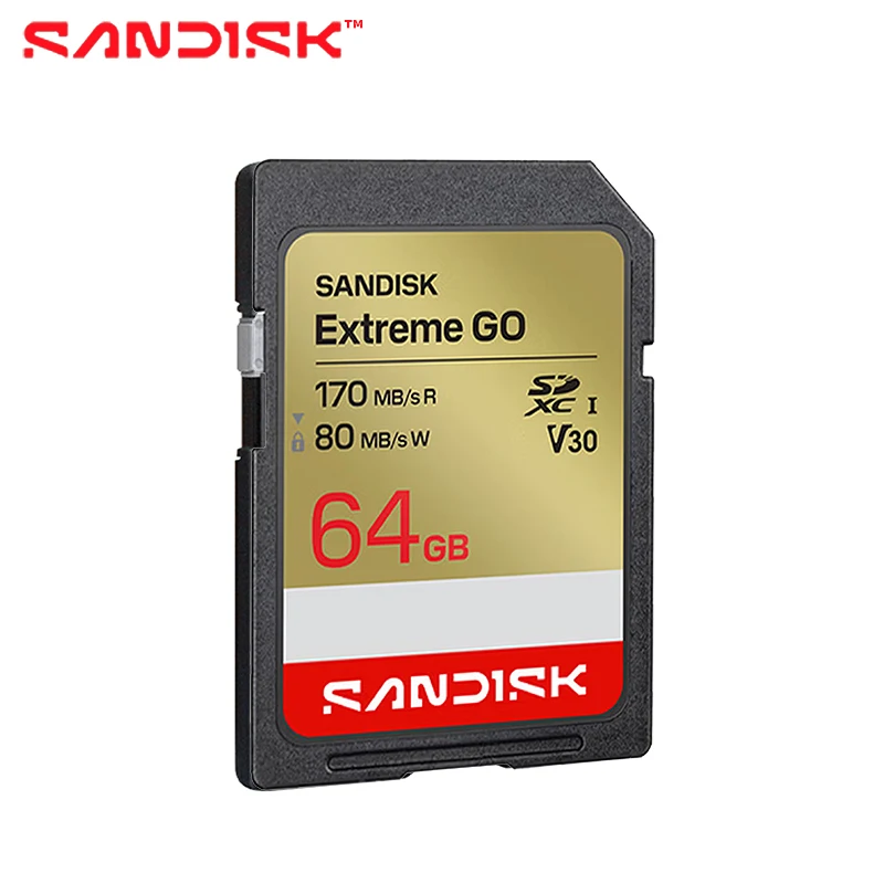 SANDISK Extreme GO V30 SDXC Memory Card 64GB 128GB 256GB SDHC UHS-I Cards 32GB 4K UHD SD Card for DSLR Camera Mirrorless Cameras