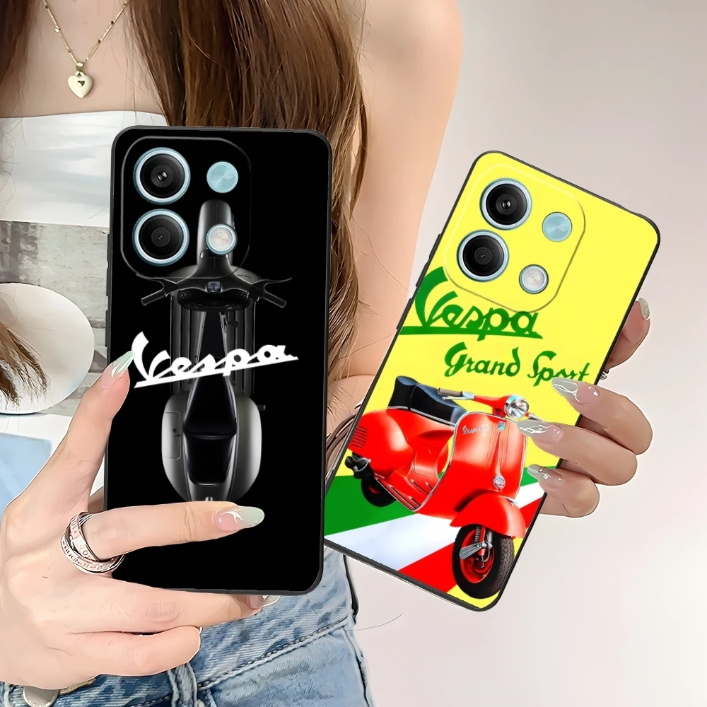 Painting V-Vespa Mobile Cell Phone Case for Xiaomi POCO M6 M5 M4 M3 X6 X5 X4 X3 F6 F5 F4 F3 F2 C40 Pro GT 5G Black Cover Shell